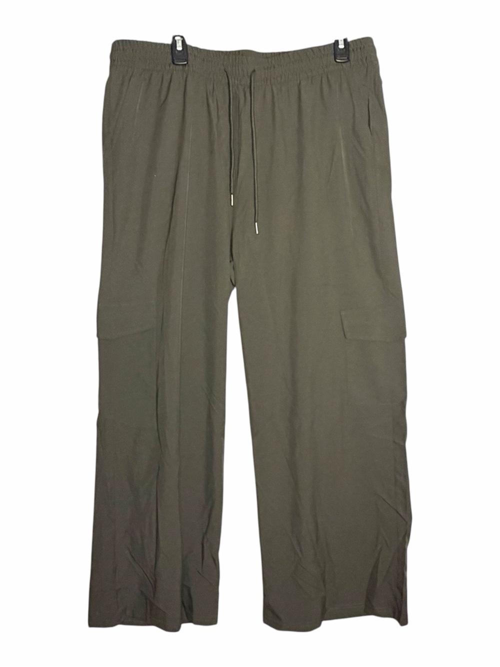 Maze Collection Cargo Wide Leg Pants Plus Size 3X Elastic Waist Pull-on Olive